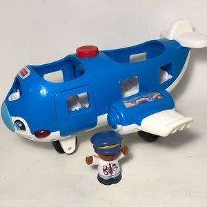 Fisher Price Little People Musical Airplane Jet Lights Talks Works w/Pilot